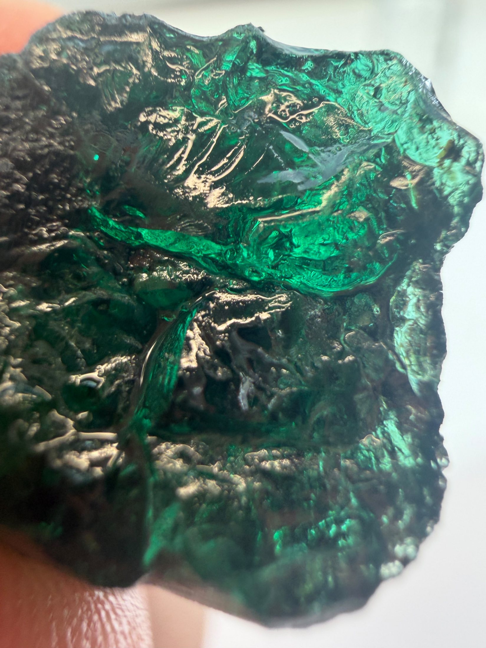 Natural emerald rough, macro detail